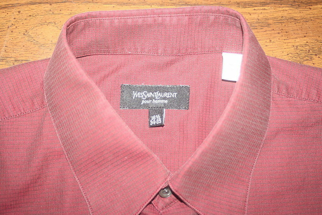 Camicia elegante Yves Saint Laurent 16 1 2 34 35 34 35 quadri bordeaux