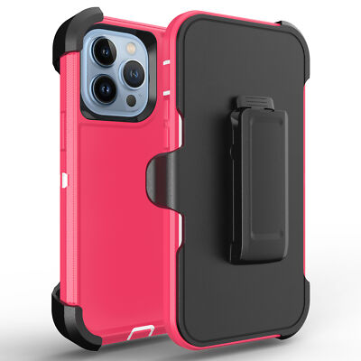 For iPhone 15 14 13 12 11 Plus Pro Max Shockproof Rugged Heavy Duty Case + Clip
