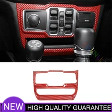 Glass Window Lifting Lock Panel Trim For Jeep Wrangler JL 18-21 Red Carbon Fiber