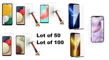 Lot of 100 50 Tempered GLASS Protector for iPhone/LG/Samsung/Motorola/OnePlus