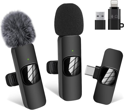 Wireless Microphones Wireless Microphone for iPhone iPad, 2 Mini USB-C Wireless