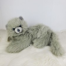 Vintage Dakin 1991 Gray Long Hair Persian Cat with Brush Plush 13"