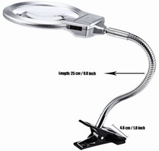 Desk Magnifier 2.5x 5x LED Lamp Large Lens Magnifying Glass with Clamp
