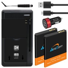Long Life 2x 1520mAh Lithium Battery Charger Cable f Alcatel QuickFlip 4044C USA