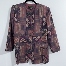 Toni Garment For C.C Magic Brown Blazer Vintage Size 12 Ethnic Antique Buttons