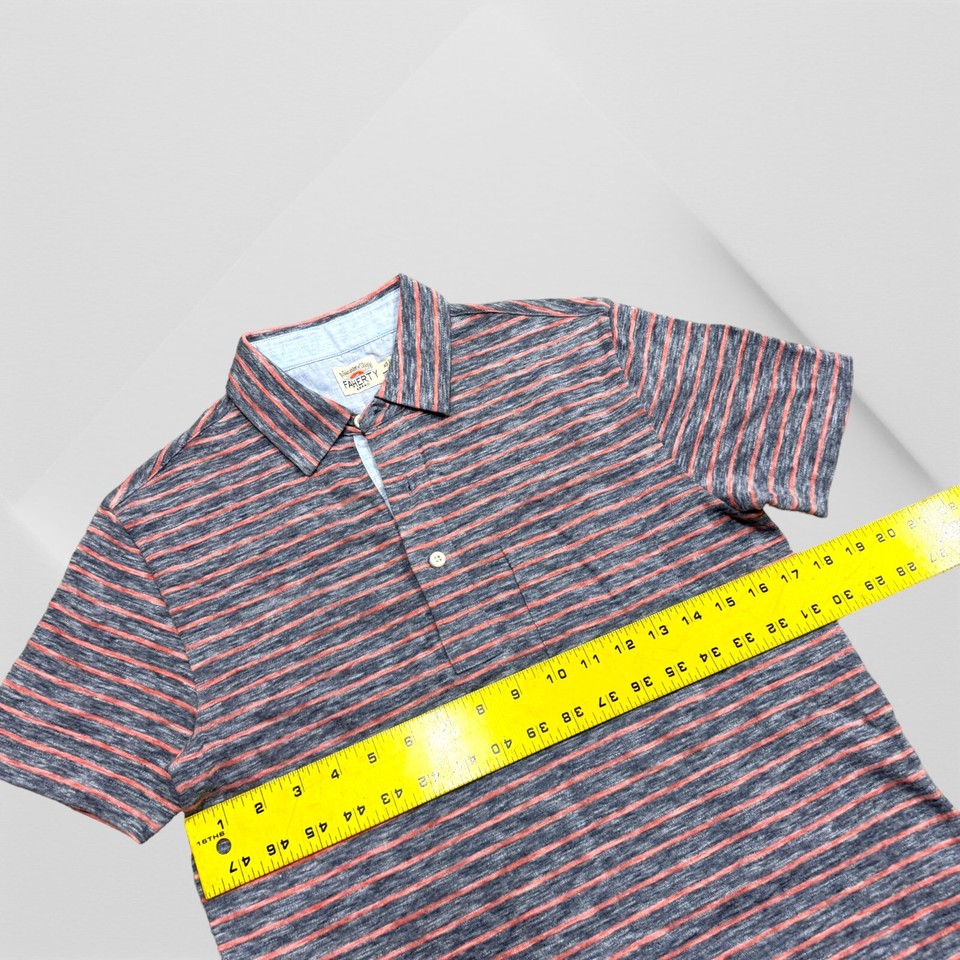 Faherty Polo Short Sleeve Movement Polo XS Horizon Line Stripe Red Blue