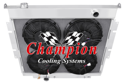 4 Row ER Champion Radiator,4 12'' Fans - 1983 - 1994 Ford F-Series Diesel V8 Eng