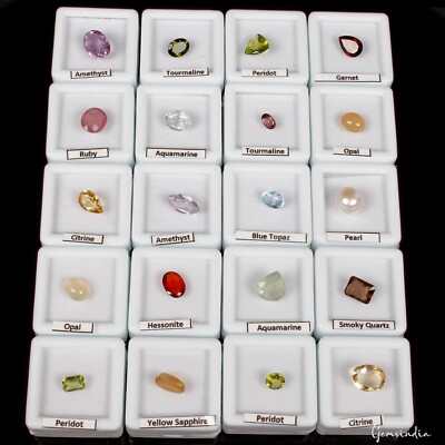 20 Pcs Estate Genuine Semi Precious Loose Gemstones Lot