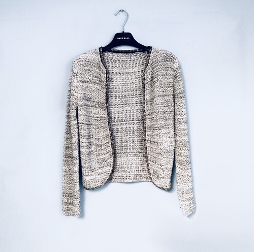DIXIE CARDIGAN LAVORATO MAGLIA UNCINETTO GRIGIO CATENA DORATO GOLFINO  GIACCHINA | eBay