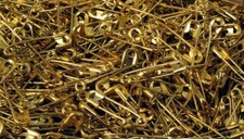 Wholesale Lot of 10 Gross 1,440 pieces Mini Working Safety Pins Gold 3/4"