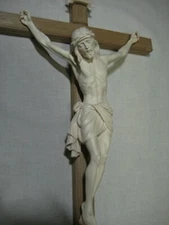 18.5" Wooden Crucifix, All Wood Carved Crucifix - Hand Crafted in Europe