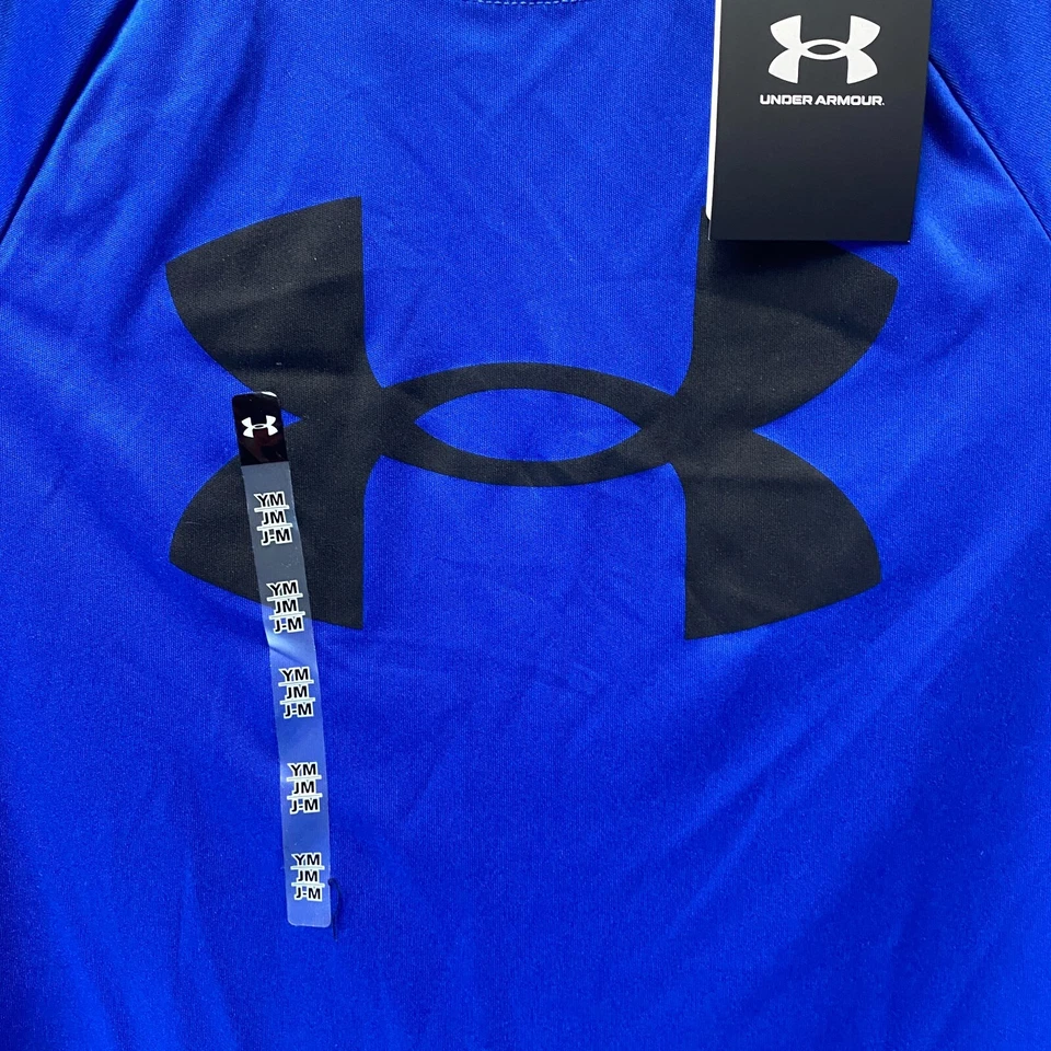 Under Armour Big Logo Loose T-Shirt Boys Medium YM Blue UA Tech Crew Neck Sports - Image 3 of 4