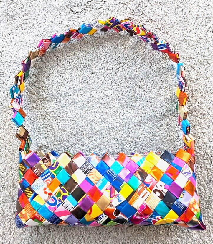 Retro Candy Wrapper Multicolor Purse Handbag 9x4x… - image 2