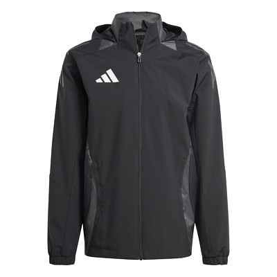 Adidas Herren Tiro 24 Regenjacke Allwetter wasserdicht Mantel Oberteil Hoodie schwarz