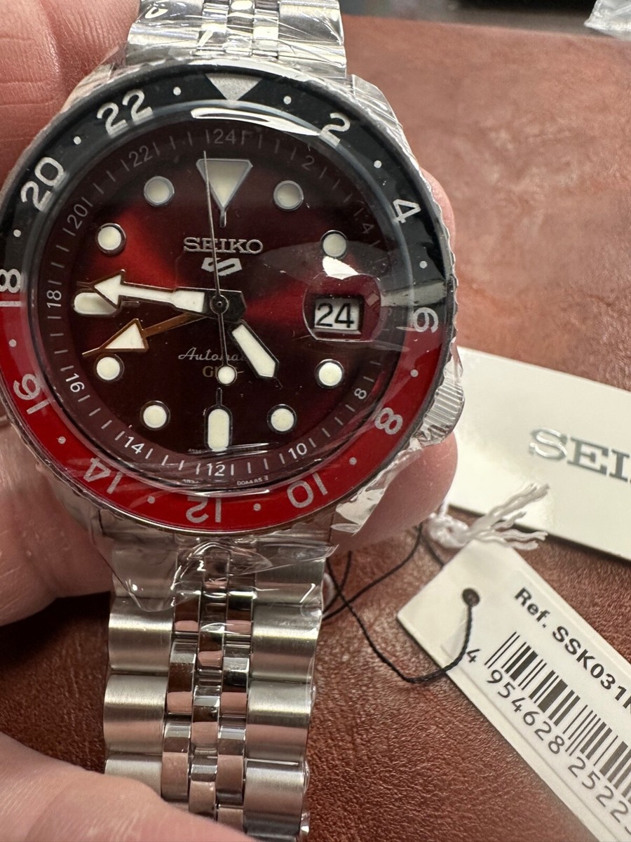 RARE Seiko 5 Five Sports SSK031 SKX GMT Automatic Watch 100m Red