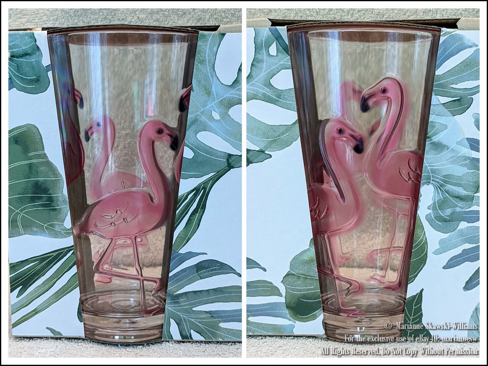 SET OF 4 NEW TOMMY BAHAMA ACRYLIC FLAMINGO TROPICAL TUMBLERS GLASSES 22