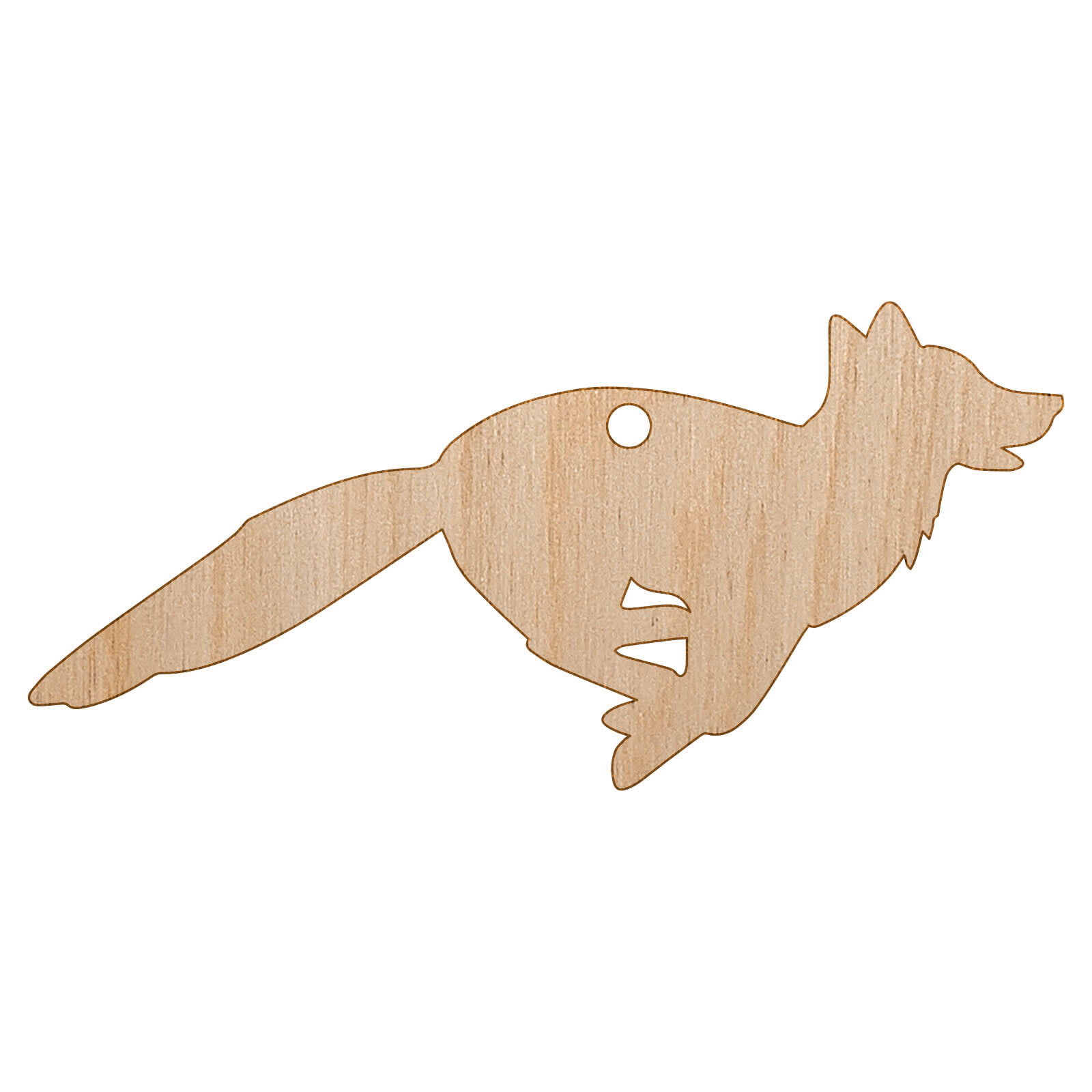 Fox Running Solid Unfinished Craft Wood Holiday Christmas Tree DIY Ornament