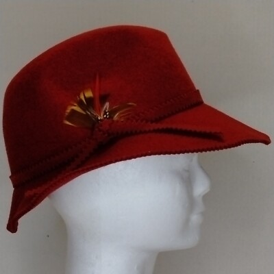 Mr. John Moderne Wool Felt Hat with Feathers NOS Mr. John Moderne Wool Flet Cloche With Lace Bow and Feather  main image 2