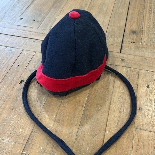 Vintage USA navy wool pleated velvet trim button front long pea coat and hat - Picture 16 of 16