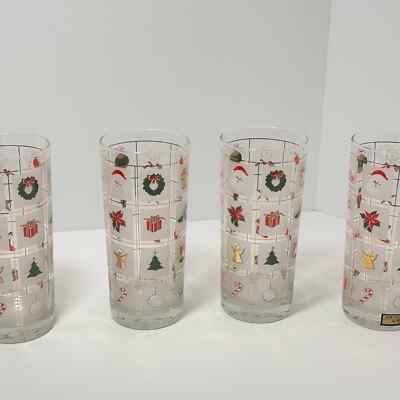 Vintage Culver Christmas Potpourri Tall Coolers Set of 4