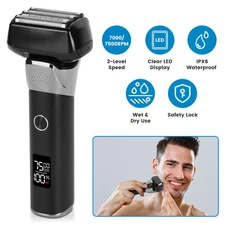 Electric Foil Face Shaver for Men Rechargeable Cordless Razor Waterproof Trimmer