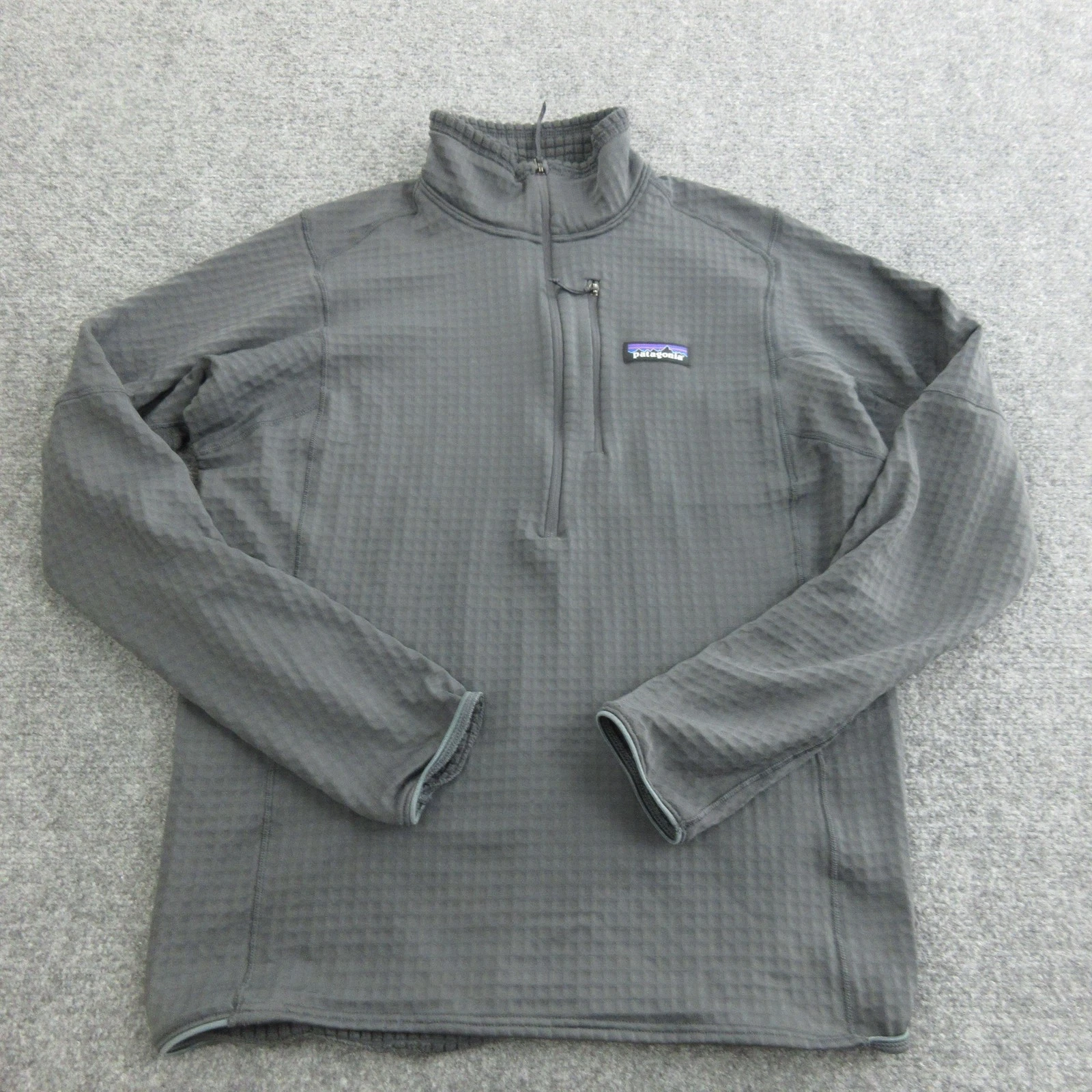 Patagonia Pullover Mens Small Gray 1/4 Zip Grid Fleece Mid Layer Hiking Top R1