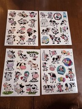 4sheets Cow Temporary Tattoos for Kids - Farm Animal Birthday Party Supplies ST6