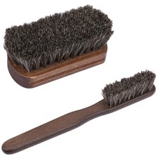 2 PCS Leather Brush Car Detailing, Horse Hair Brush, Car Cleaning Supplies