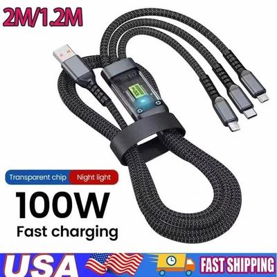 3 in 1 Fast Charging Cable Cell Phone Charger Cord For iPhone Type C Micro USB