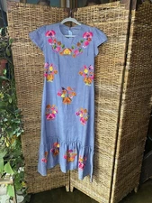 Vintage 70s Handmade Embroidered Dress Measurements In Photos