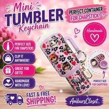 Mini Tumbler Keychain Lip Balm Storage Cat Cats Kittens Chapstick Holder Stanley
