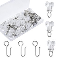 Curtain Track Roller Hooks 0.59 In Ceiling Gliders Dual Wheel Carrier 40 Set