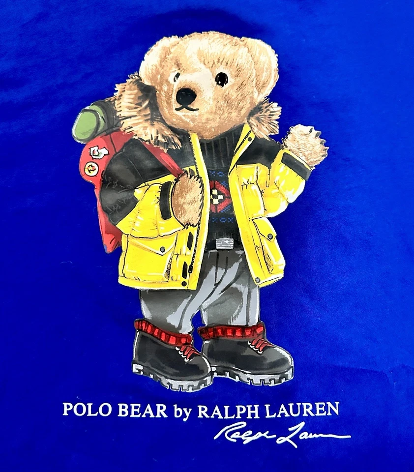 POLO por Ralph Lauren Firma Senderismo Oso de Peluche Azul Camisa Manga Larga Nuevo sin Etiquetas Foto 2 de 4