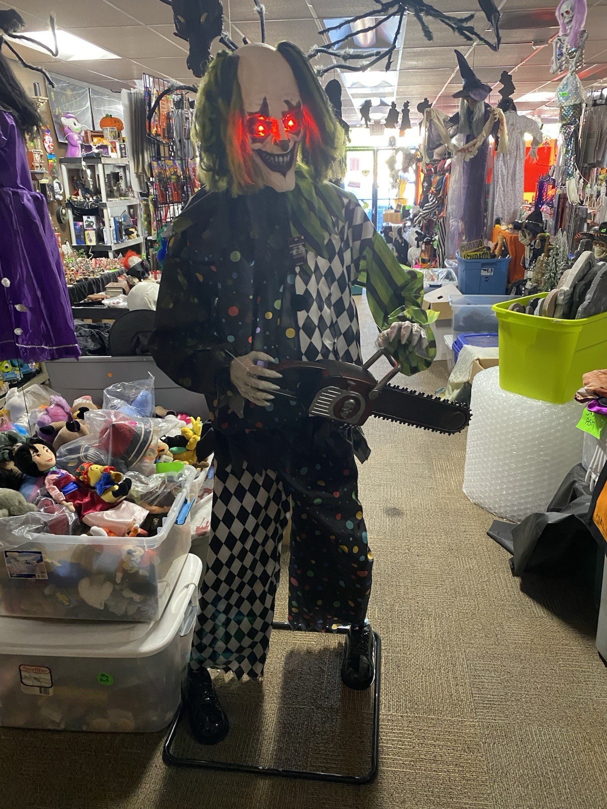 Halloween Prop Chainsaw Chuckles Animatronic Clown. RARE! New! Scary. 6ft!