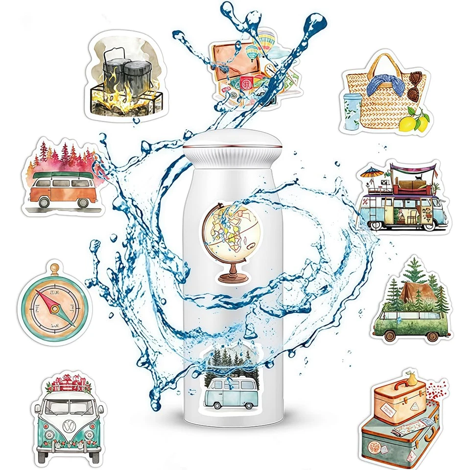 50 Reiseaufkleber Mini Scrapbook Sticker Journaling Fotoalbum Basteln - Bild 3 von 4