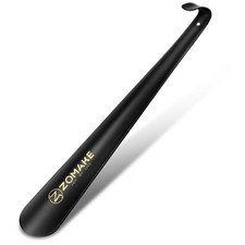 ZOMAKE Shoe Horn Long Handle for Seniors, 16.5 Inch Extra 16.5, Black Metal