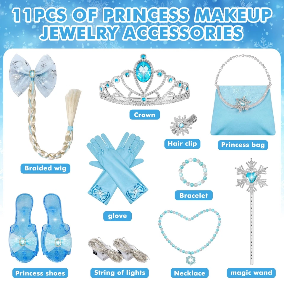 Vestidos de princesa para niña, disfraz de princesa iluminado con capa, salón de cumpleaños... Foto 4 de 4