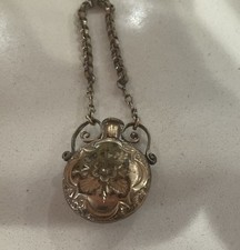 Vintage Victorian Gold Tone Snuff Perfume Chatelaine? Bottle Chain Pendant