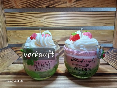 Duftkerze Glück Erdbeere aus Sojawachs  Handmade