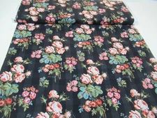 Michael Miller quilt-craft fabric WILD ROSE FLORAL blk 2 yds (dcx-12425) Vintage