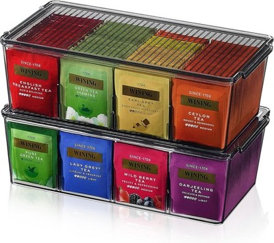 Lifewit 2 Stück Teebox 16 Fächer, Teeboxen für Teebeutel, Tee Aufbewahrungsbox m