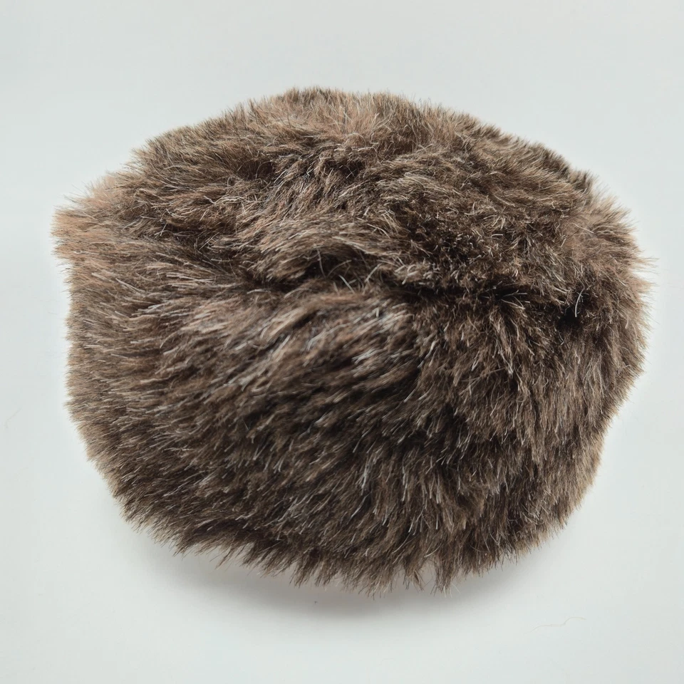 Faux Fur Coonskin Cap Davy Crockett Hat Medium Brown Tail Made in USA by J HATS - Image 3 of 4