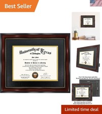Timeless Mahogany Frame with Dual Mat for 7x9  10x12 Documents - Perfect Gift