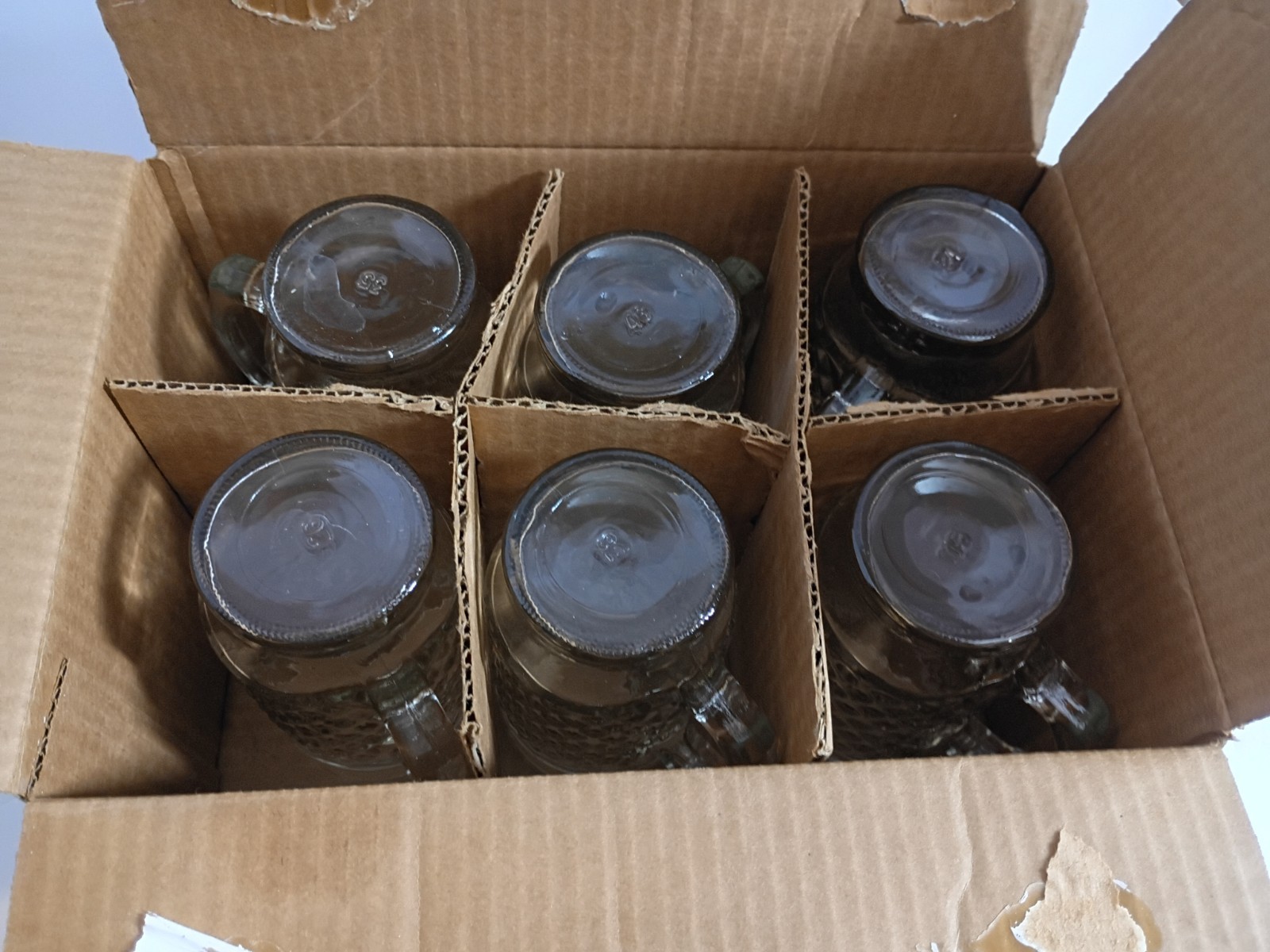 Anchor Glass Mug Set 6 Golden Harvest Clear Drinking 16 Oz Mugs Tea ...