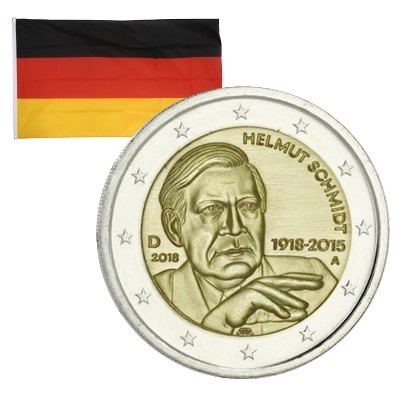 2 Euros commémorative Allemagne Helmut Schmidt 2018