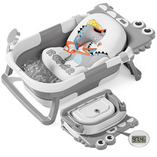 Collapsible Baby Bathtub, Baby Bath Tub with Soft Cushion  Real-Time Thermomete