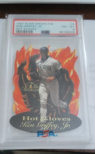 1997 Flair Showcase Ken Griffey Jr. #4 Hot Gloves PSA 8
