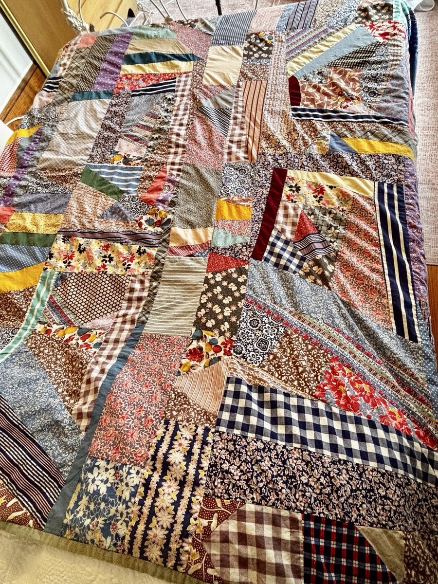 Vintage Top Only Handmade Crazy Quilt 84 Vintage Top Only Handmade Crazy Quilt 84