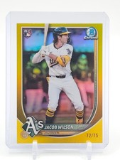 JACOB WILSON 2025 BOWMAN CHROME YELLOW REFRACTOR ROOKIE /75 #1 ATHLETICS Q0107