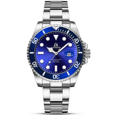 #ad LN LENQIN Mens Watches Stainless Steel Waterproof Analog A3 0341A Silver Blue $18.99